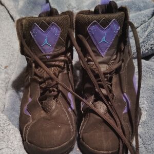 Black and Purple High-Top Sneakers with Thick Sole